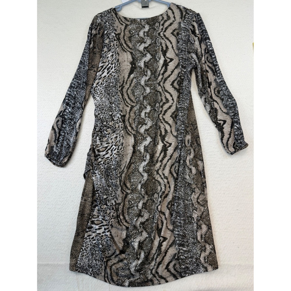 INC International Concepts Women Mixed Animal Print Ruched Sheath Dress 1X Brown
